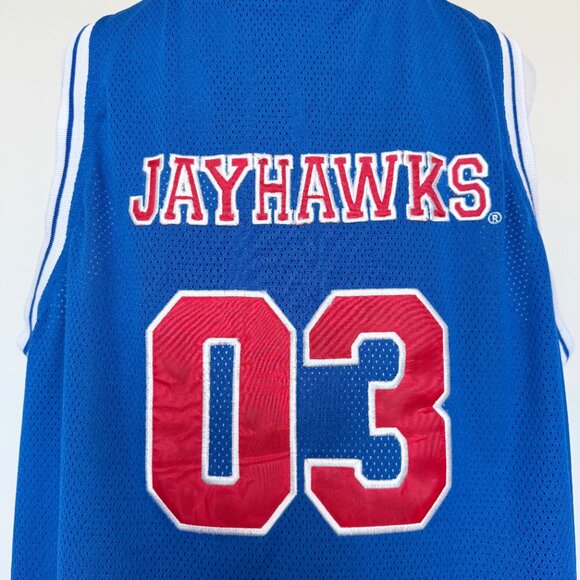 Kansas Jayhawks Basketball Jersey Vintage Starter Mens Size XL NCAA Blue Red - Picture 13 of 16